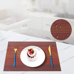 Set med 6 värmetåliga bordsunderlägg 30x45cm vävda PVC-bordsunderlägg,
