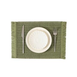 Sett med 6 spisebrikker, 30x45 cm, elegante vevde vinylmatter Grønn