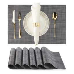 Sett med 6 dekkebrikker, 30x45 cm, blandede farger Sølv + svart