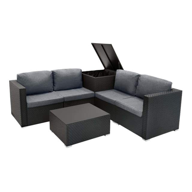 Serafina Rattan Modular 6-delt møbelsæt – sort