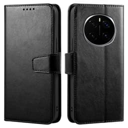 Til Honor Magic7 Pro 5G Etui Stativ Kortholder Pungcover - Sort
