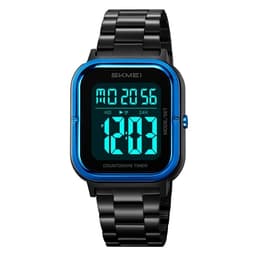 SKMEI Vandtæt Digitalt Armbåndsur Ur Belysning Stopur - Blå + Sort + Stål