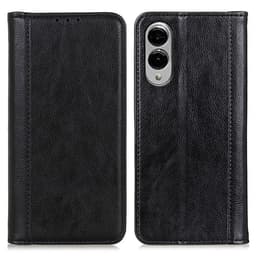 Samsung Galaxy S25 Edge -puhelimelle Jalustakotelo Jaettu Nahka Litsi-Kuvio Lompakkokotelo