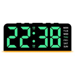 LED-klokke digital vekkerklokke stor skjerm dato temperatur vekkerklokke - Sort/grønt lys