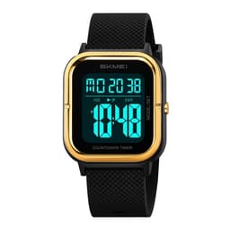 SKMEI Vattentät Digital Armbandsur Klocka Belysning Stoppur - Guld+Svart+TPU