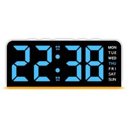 LED-klokke digital vekkerklokke stor skjerm dato temperatur vekkerklokke - Hvitt / Blå lys