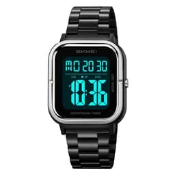 SKMEI Vattentät Digital Armbandsur Klocka Belysning Stoppur - Silver+Vit+Stål