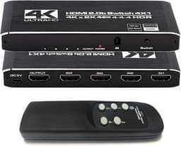 NÖRDIC HDMI 2.0 4x1-svitsj 4K60Hz med fjernkontroll