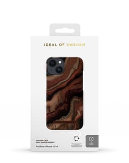 Printed Case MagSafe iPhone 13 / 14 / 16e Dark Amber Marble
