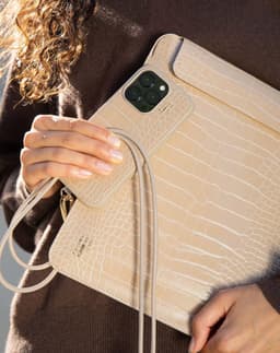 Slim Laptop Sleeve 14"" Warm Beige Croco