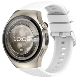 Silikone Urrem til compatible with Huawei Watch 5 (42mm) - Udskiftningsrem i høj kvalitet med justerbar længde og behagelig pasform Hvid