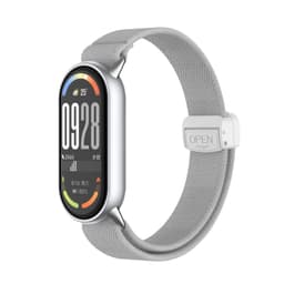 Magnetisk lukning vævet elastisk urrem til Xiaomi 10/9/8-serien - med metalhoved, komfortabel og åndbar Lysegrå