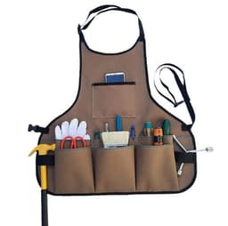 Hageforkle med lommer - Verktøyforkle i lerret Brun