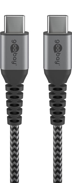 USB-C -till-USB-C -textilkabel med metallkontakter 1 m