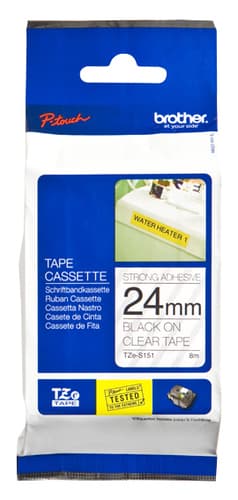 TZeS tape 24mmx8m stærk sort / klar