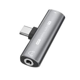 USB-C til 3,5 mm adapter for hodetelefoner og lader Grå