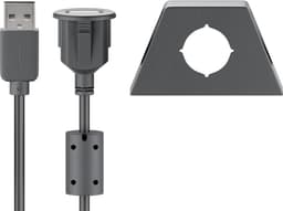 USB 2.0 høyhastighets skjøtekabel med kabelholder, sort