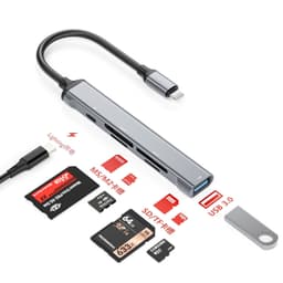 NÖRDIC Lightning Card Reader 1xSD 1xMicroSD 1xMS 1xM2 1xUSB-A 3.0 1xUSB-C UHS-I Metal