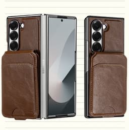 Samsung Galaxy Z Fold magnetisk etui med kortholder, RFID-blokkerende lommeboketui kaffe Modell 3