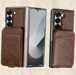 Samsung Galaxy Z Fold magnetisk etui med kortholder, RFID-blokkerende lommeboketui kaffe Model 5