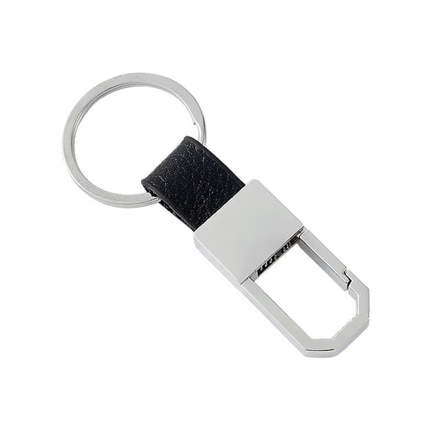 Nyckelring med Metallkrok/Karbinhake Svart