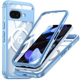 Magnetisk deksel til Google Pixel 9A med 9H herdet glassbakside Blå
