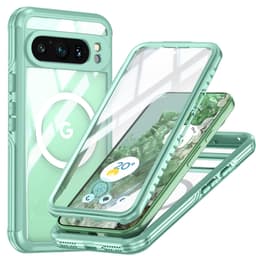 Magnetisk deksel til Google Pixel 9A med 9H herdet glassbakside Blå