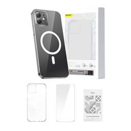 Telefoncover Baseus Magnetic Crystal Clear til iPhone 12 (gennemsigtig) med skærmbeskytter af hærdet glas og rengøringssæt