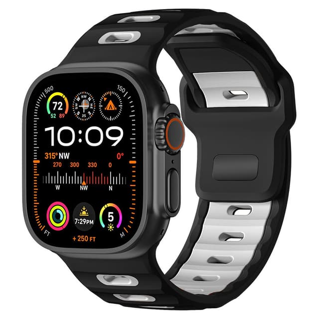 Snyggt silikonarmband för Apple Watch 42/44/45/46/49mm Black&White