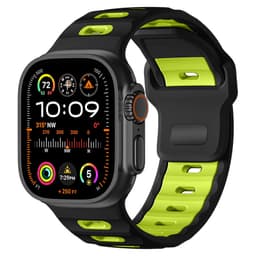 Stilfuld silikone rem til Apple Watch 42/44/45/46/49mm Black+Green