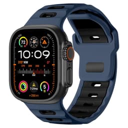 Stilfuld silikone rem til Apple Watch 42/44/45/46/49mm Sort + blå