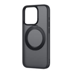 Puhelinkotelo Baseus SkyRing Magnetic jalustalla iP 14 Pro Maxille + karkaistu lasi ja puhdistussarja (musta)
