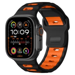 Urrem kompatibel med Apple Watch 42/44/45/46/49mm Sort+Orange Sort Black+Orange