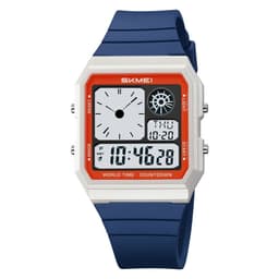 SKMEI Digital Elektronisk Armbandsklocka Klocka Bakgrundsbelysning - Vit+Blå