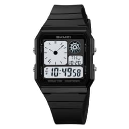 SKMEI Digital Elektronisk Armbandsklocka Klocka Bakgrundsbelysning - Svart+Vit