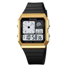 SKMEI Digital Elektronisk Armbandsklocka Klocka Bakgrundsbelysning - Guld+Svart