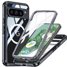 Magnetisk deksel til Google Pixel 9A med 9H herdet glassbakside Blå