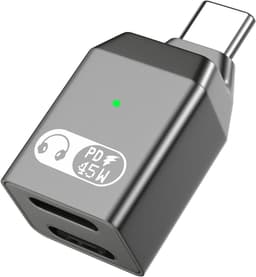 NÖRDIC USB-C - Lightning + USB-C -sovitin äänentoistoon ja pikalataukseen 45W