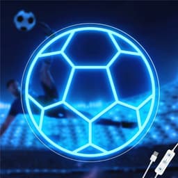LED-jalkapallokyltti neonkuviolla, USB-virtalähteellä toimiva urheilutunnelmavalaisin, 32x32cm