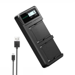 Kaksikanavainen akkulaturi Sony NP-F970 NP-F750 NP-F550 -laitteille, pikalataus LCD-näytöllä