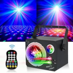 Pyörivä Magic Ball Laser Light RGB LED Strobe Sound Aktivoitu projektorilamppu