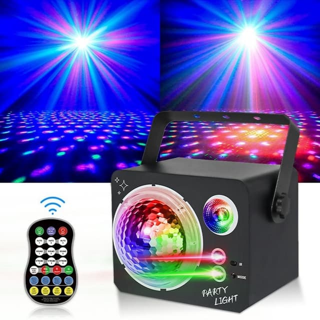 Roterande Magic Ball Laser Light RGB LED Strobe Ljudaktiverad projektorlampa