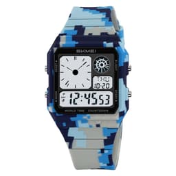 SKMEI digital elektronisk armbåndsur klokke bakgrunnsbelysning - Blå Camo