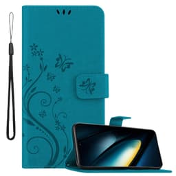 Xiaomi Poco F6 Pro Plånboksfodral Skal Blommor (Blå)