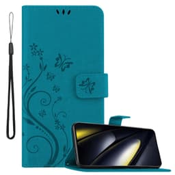 Xiaomi Poco F6 lommebokdeksel Blomster (Blå)
