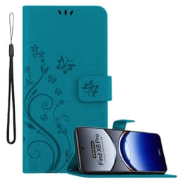 Oppo Find X8 Pro lommebokdeksel Blomster (Blå)