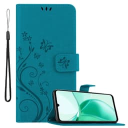 ZTE Blade A35 / A55 Pungetui Cover Blomster (Blå)