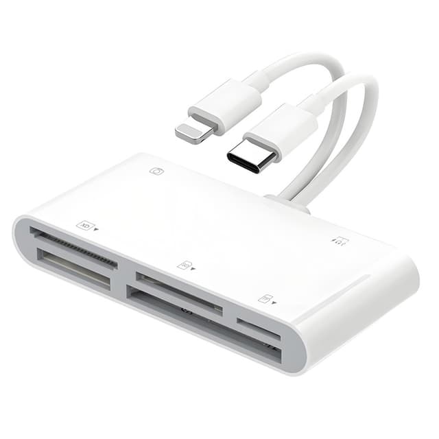 NÖRDIC USB-C+Lightning Card Reader 1xSD 1xMicroSD 1xCF 1xXD 1xMS 1xUSB OTG 1xUSB-C UHS-I