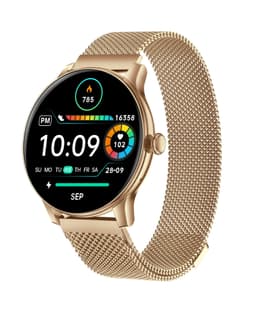 Multifunktionelt smartwatch med Bluetooth-opkald, sundhedsovervågning og flere sportstilstande Guld