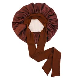 Dobbeltlags Satin Elastisk Streamer Sleep Cap - Kaffe